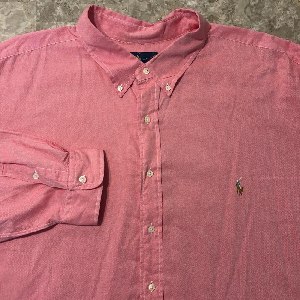 Polo Ralph Lauren Shirt Mens 4XB Big 4X Pink Chambray Oxford Long Sleeve